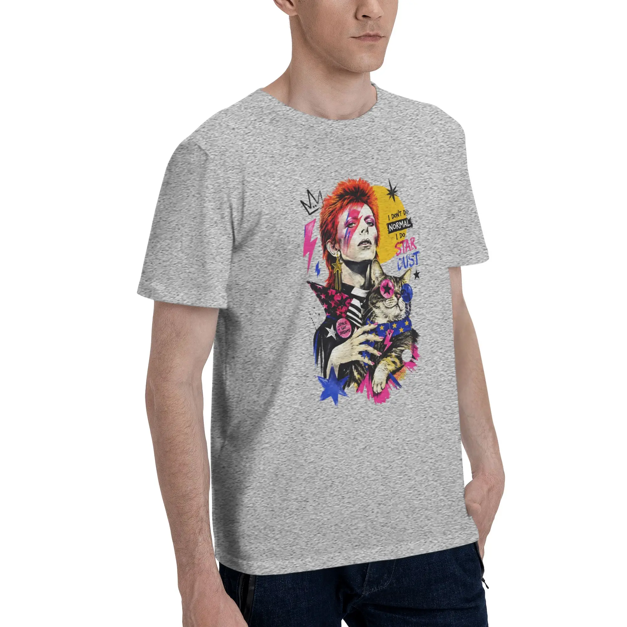 1 Piece Normal Graphic 100% Cotton T-Shirt Aladdin Sane Tops Tees For Men