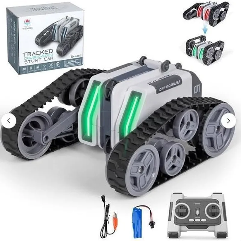 Wt2023c Rc Stunt Car Tracked Off Road Vehicle High Speed Rotation Flip Remote Control Toy With Led Light For Adults