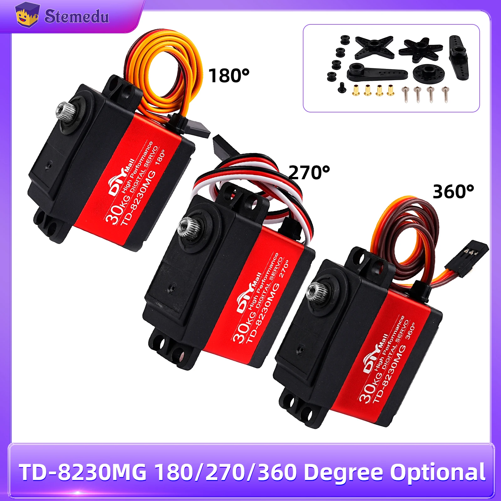 Servo digitale impermeabile 30KG TD-8230MG 25T Servo ingranaggi in metallo ad alta velocità Braccio robotico per 1/8 1/10 1/12 Bilancia RC Auto Baja Robot