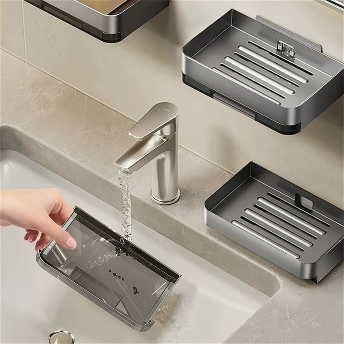 Aluminum Alloy Soap Holder Bathroom Soap Dish With Drain Water Wall Mounted Soap Box Bathroom Accessories