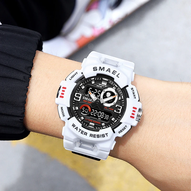 Relógios masculinos de luxo superior relógio de quartzo led display duplo analógico digital para masculino data automática 50m à prova dmilitary água militar esporte relógios