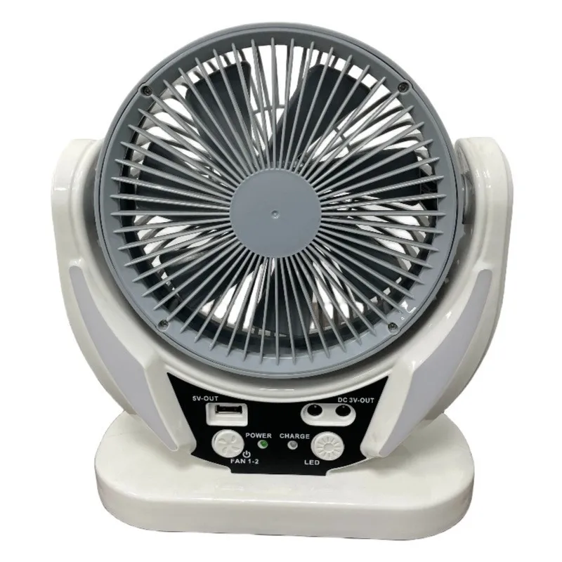 Ventilador de mesa de energia elétrica, AC DC, 6 ", Recarregável, Solar, Ao ar livre com LED, Portas USB, Casa, Escritório, Arrefecimento, Ar, Casa