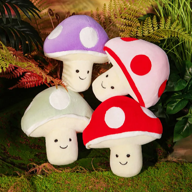 Colorful mushroom plush toys with cute and natural exquisite shapes, creating a fairy tale like world of cute things