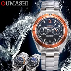 OUMASHI Men's Super Style OMG Five Needle Watch with Timing Function Quartz Watch Glow Waterproof Diving Watch 806