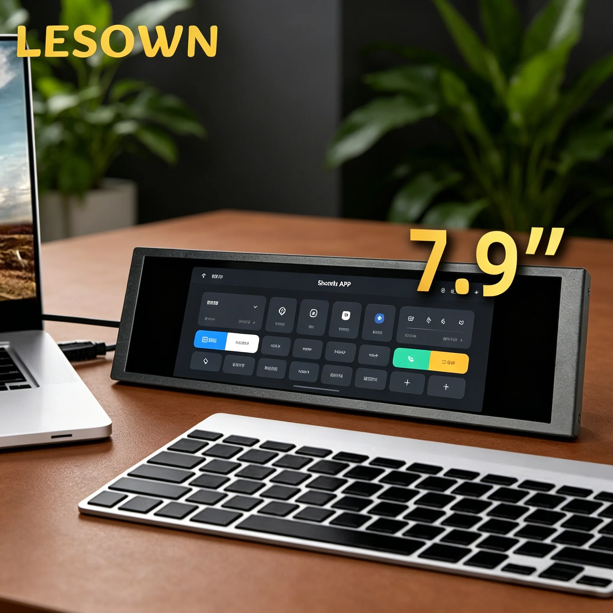 

LESOWN Portable Miniature Stretched Display 7.9" Bar Monitor Ultra Slim External Secondary Monitor for Quick APP Control Panel