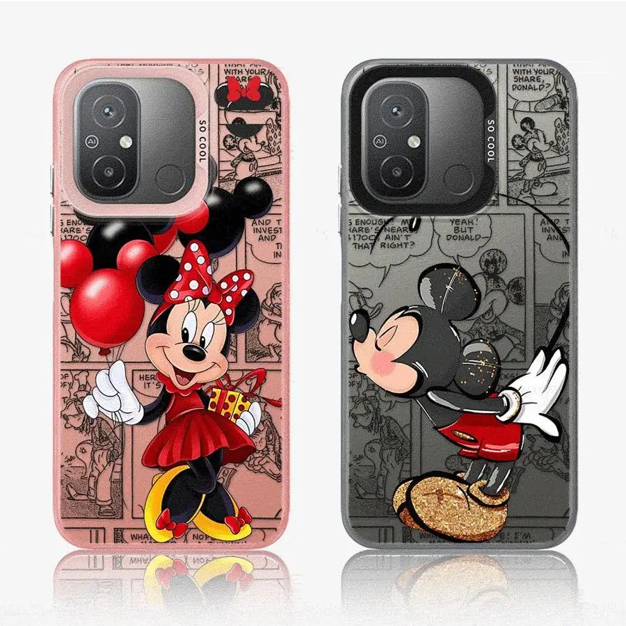 Capa de telefone Disney Mickey e Minnie Mouse para Redmi, 12 4G, 12C, 13C, 4G, 5G, 13 4G, Poco X3 NFC, X3 Pro, C50, C51, c61, Redmi A1, A2 Plus, A3x