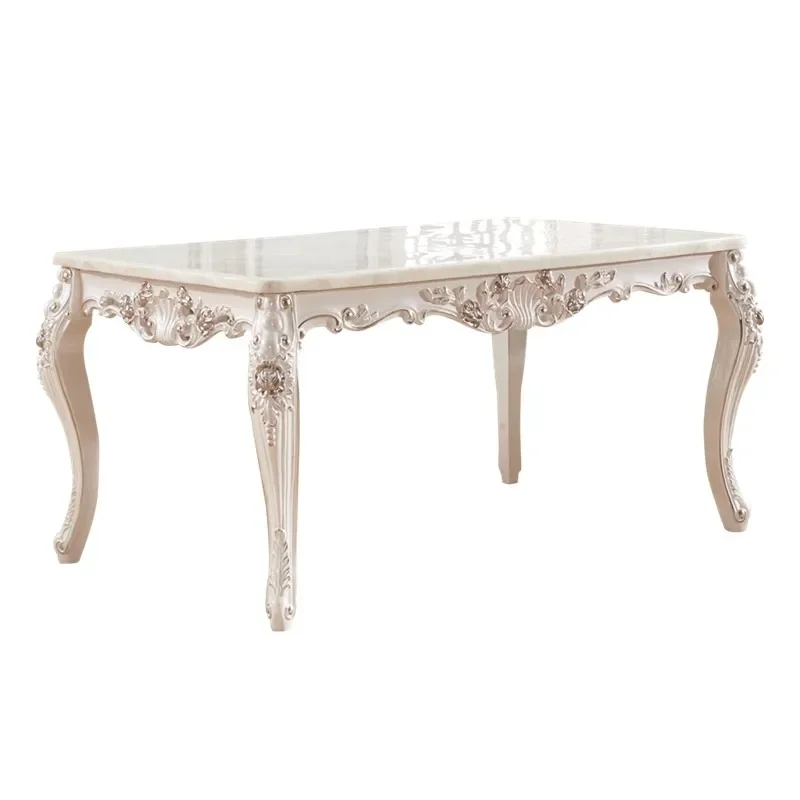 European marble dining table, home solid wood square table, living room, ivory white dining table,   rectangular