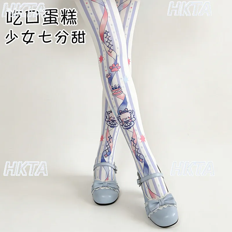 Original Cute Girl Soft Cutelolita Thigh High Socks Women Girls Sweet Printing Socks Velvet Pantyhose 120d Summer Pantyhose