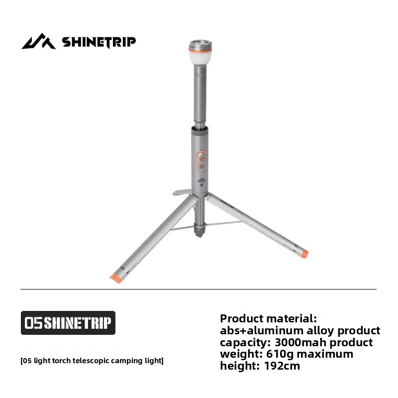 

LED Rechargeable Telescopic Camping Lantern with Torch, Adjustable Stand, Button Switch, Outdoor Lighting for Camping