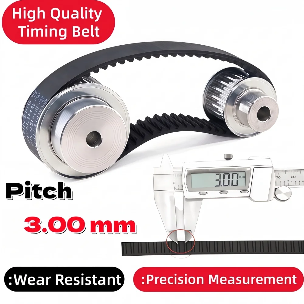 HTD3M Closed Loop Timing Belt Curved Teeth 795-1119mm 10/12/15/20mm Width Rubber for 3D Printer CNC Router Automation