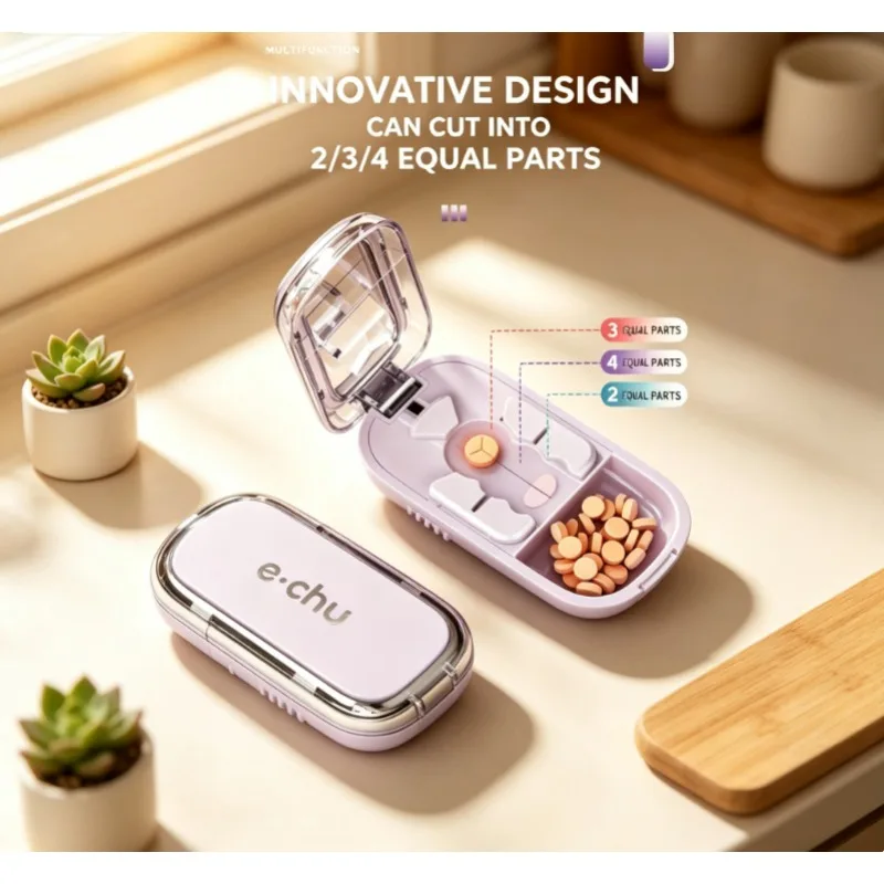 The new portable mini pill splitter can accurately divide pills into two halves, one-third and quarter Traveling and Household