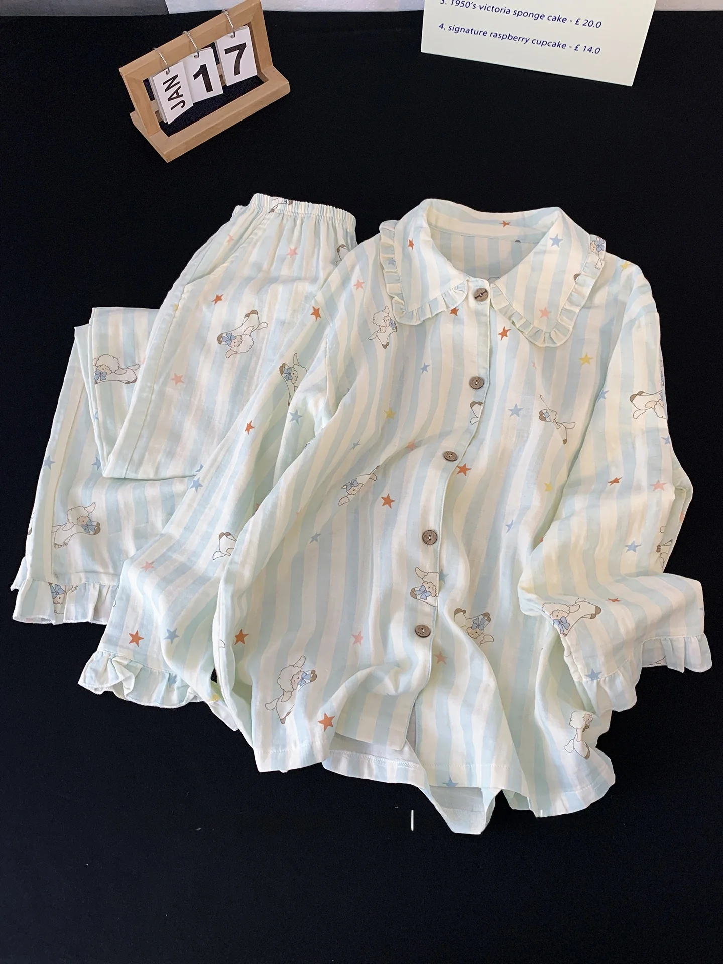 blue-striped-cotton-nightgown-long-sleeve-doll-collar-home-clothes-for-girls-comfortable-breathable-sleepwear