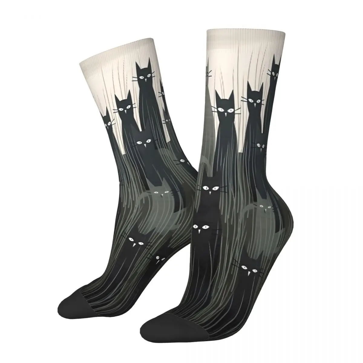 

Grass Black Cat Halloween Meme Socks Male Mens Women Autumn Stockings Harajuku