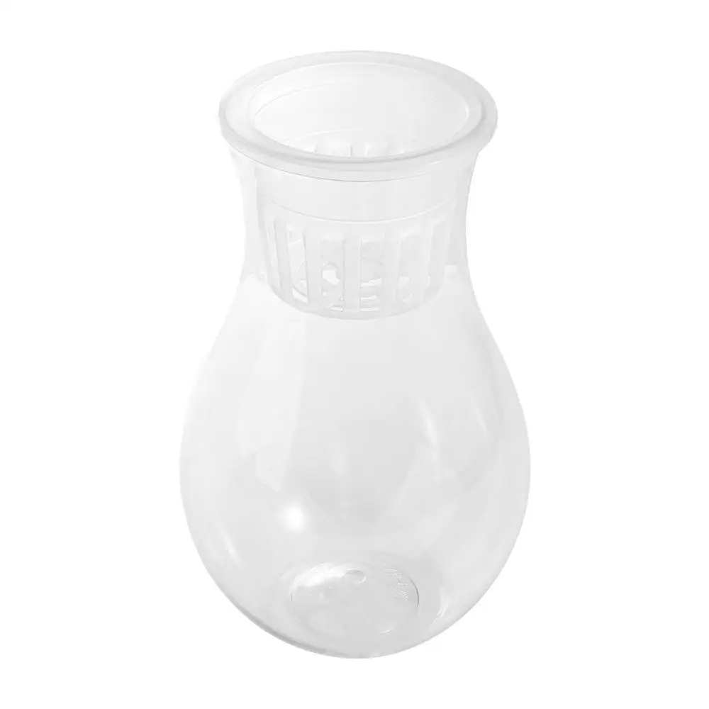 Mini Fish Tank Self Watering Hydroponic Flower Pot Plastic Transparent Aquatic Plant Container Floor-standing Simple Planter Pot