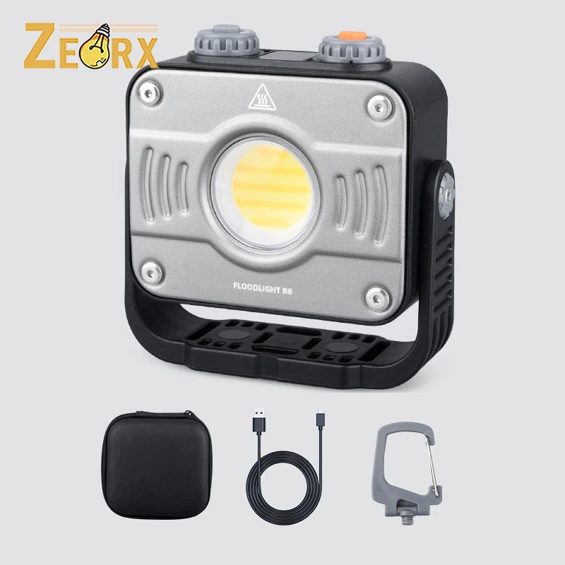 COB LED ضوء التخييم، ستبليس يعتم الفيضانات السوبر مشرق 1200LM مع قوس المغناطيس 8000mAh للطوارئ، المرآب العمل