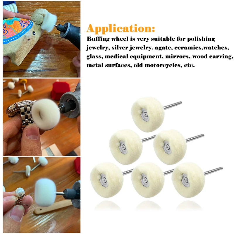 3-10Pcs Mini Wool Polishing Head 3mm Shank Buffing Wheel Polish Brush Drill Rotary Abrasive Tool Car Detail Cleaning Accessories