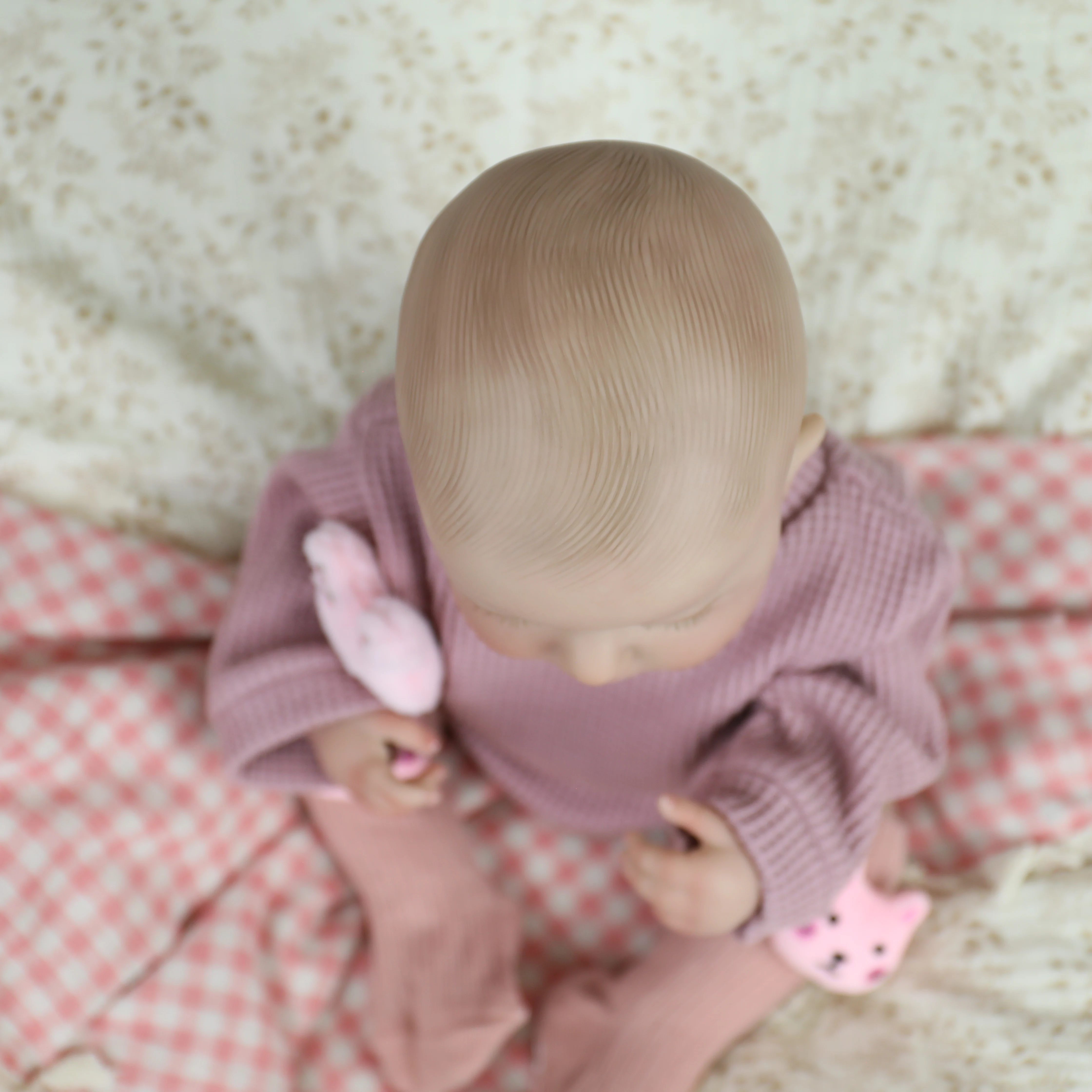 18인치 실물 같은 리본 베이비 걸 인형, 이미 페인팅된 비닐 바디, 핸드메이드 아트 인형, 3D 페인팅된 피부, 아이들을 위한 귀여운 크리스마스 선물