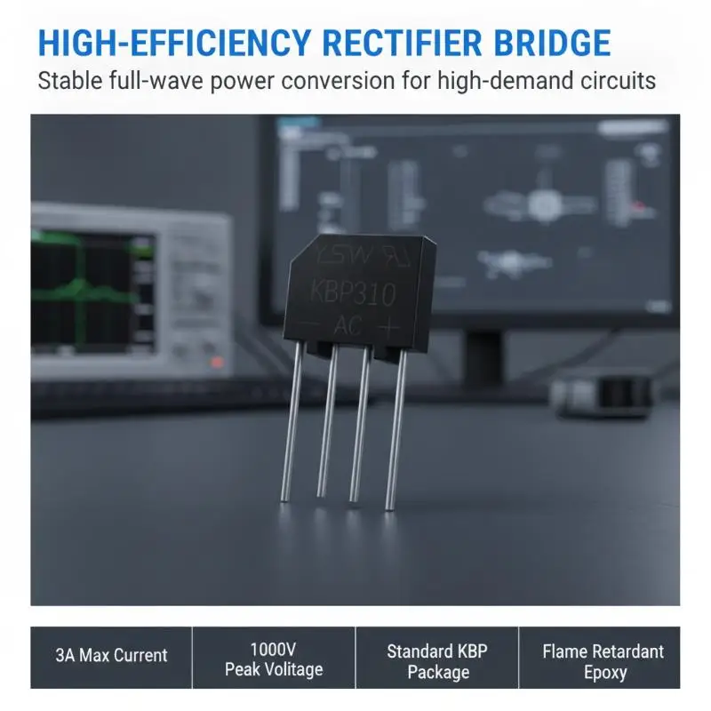 10PCS KBP310 Flat Bridge Rectifier New Original 1000V 3A Rectifier Stack for Industrial Electronic Component Assembly