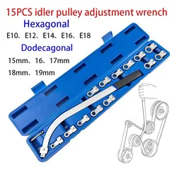 15Pcs Idler Pulley Adjustment Wrench Belt Tension Tensioning Adjuster Lever Tool Extension Wrench Workshop Tool