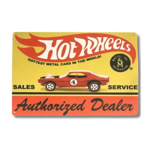 Blechschild „Toy Cars Garage Man Cave Authorized Dealer“ aus Aluminium