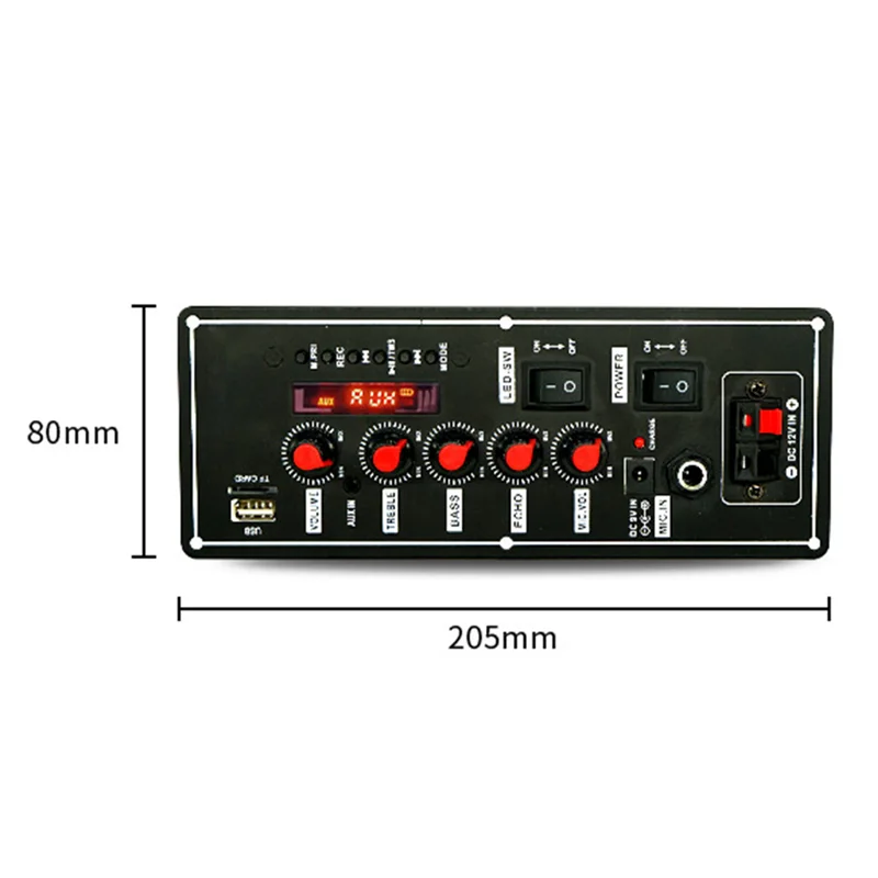 Placa amplificadora de 7,4 V, amplificador de altavoz cuadrado de baile, 2x10W, compatible con Bluetooth, AUX, disco U, altavoz de 5-8 pulgadas, cine en casa DIY