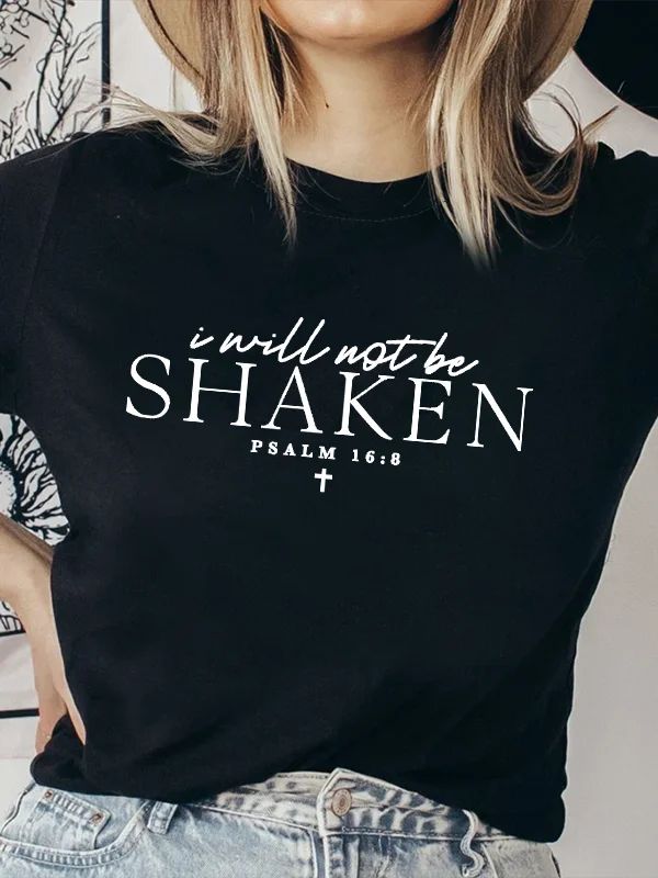 

I Will Not Be Shaken Slogan Female T-shirt 2024 New Hot Sale Trend Easter Women Shirt Voguish Casual Holiday Easter Lover Tee