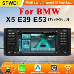 For BMW X5 E53 E39 1996-2004 Car Radio Multimedia Video Player 7-inch Android 13 Car GPS Navigation WIFI FM Stereo Audio