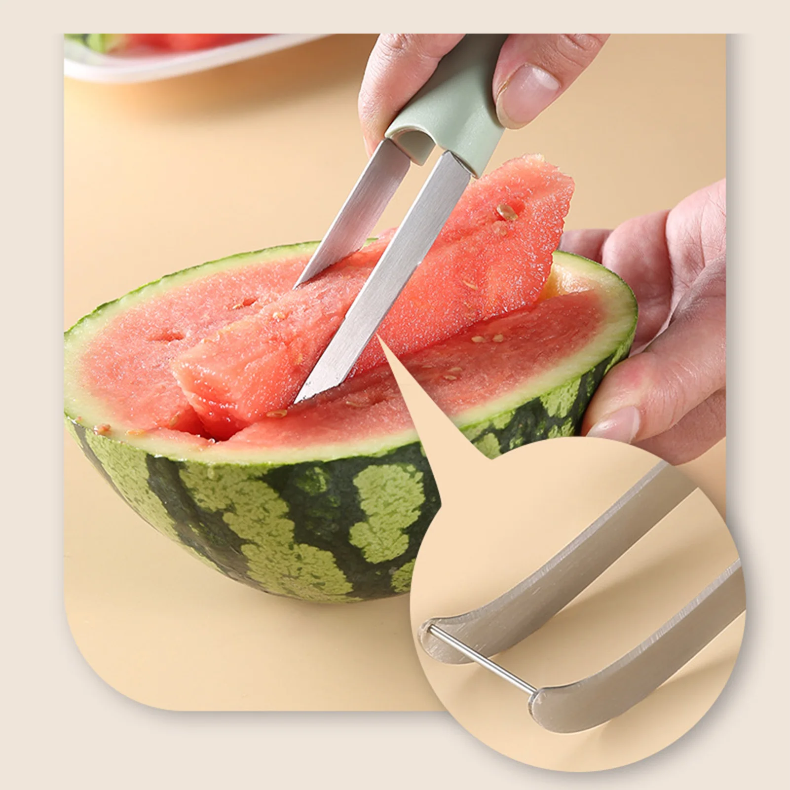 Watermelon Fork Slicer Cutter Stainless Steel Watermelon Popsicle Cutter for Camping Kitchen Gadgets