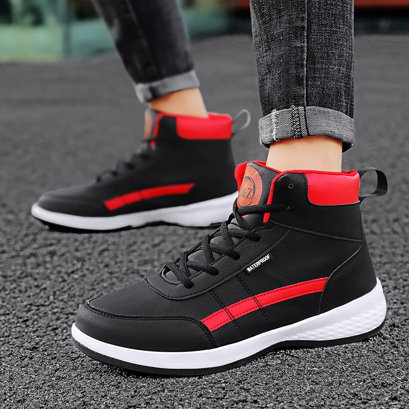 

High top board shoes men's shoes 2025 new thick soles increase daddy shoes youth leather non-slip sports shoes