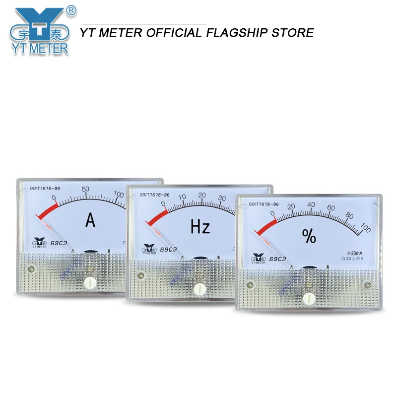 Amperímetro analógico 69c9 4-20ma, 10a, 20a, 30a, 50hz, medidor de abertura, 100%, 64x80mm