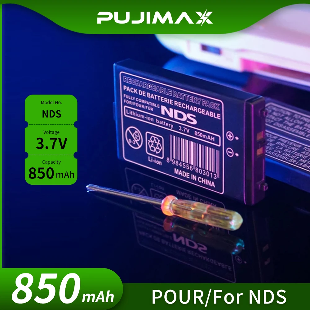 

PUJIMAX For Nintendo DS NDS 850mah 3.7V Rechargeable Lithium Battery Pack Replacement Batteries with Mini Screwdriver