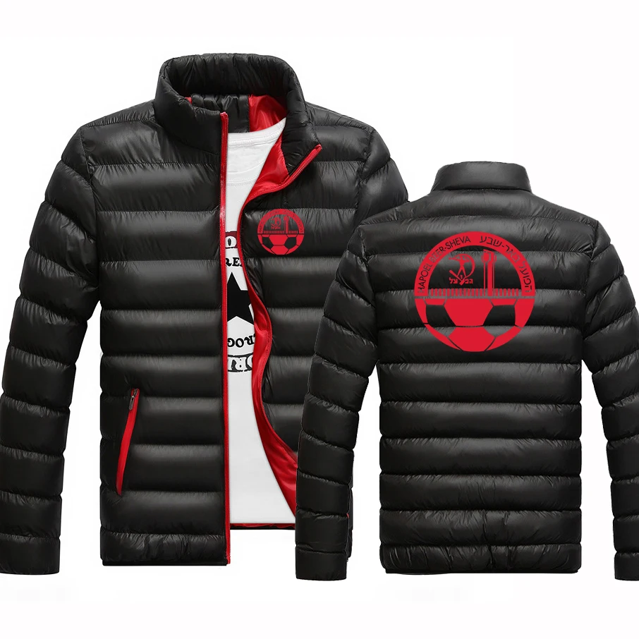 

HAPOEL BEER SHEVA Printed Men's New Winter Stand-Up Collar Cotton Jacket Harajuku Parker Zipper Hoodies Padded Warmer Coat Top