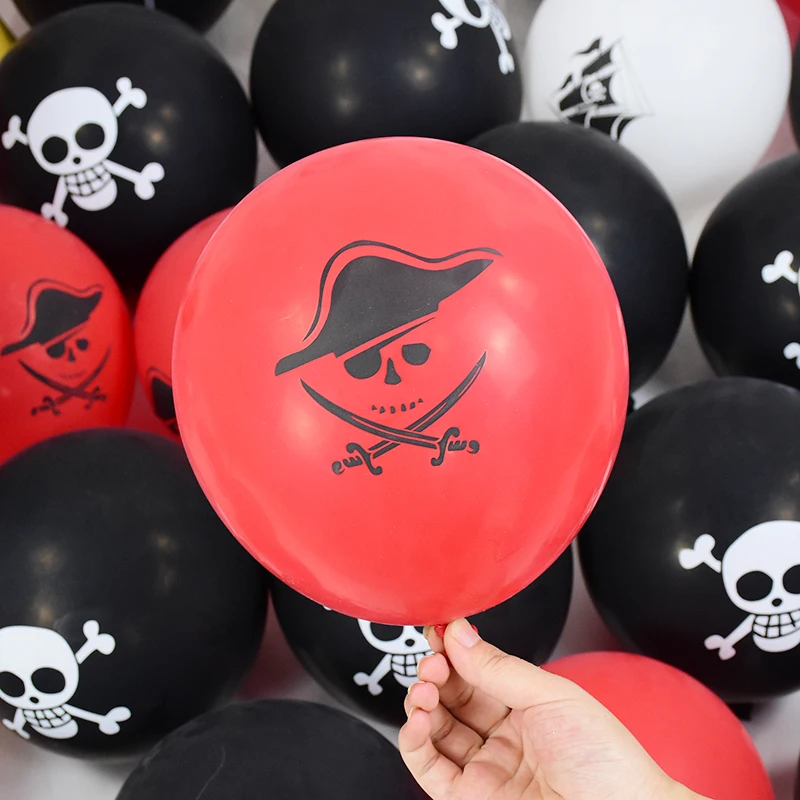 12pc 12inch Kids Pirate Birthday Party Balloon Red Black White Skull Nautical Ship Latex Balloon Birthday Halloween Party Golobs