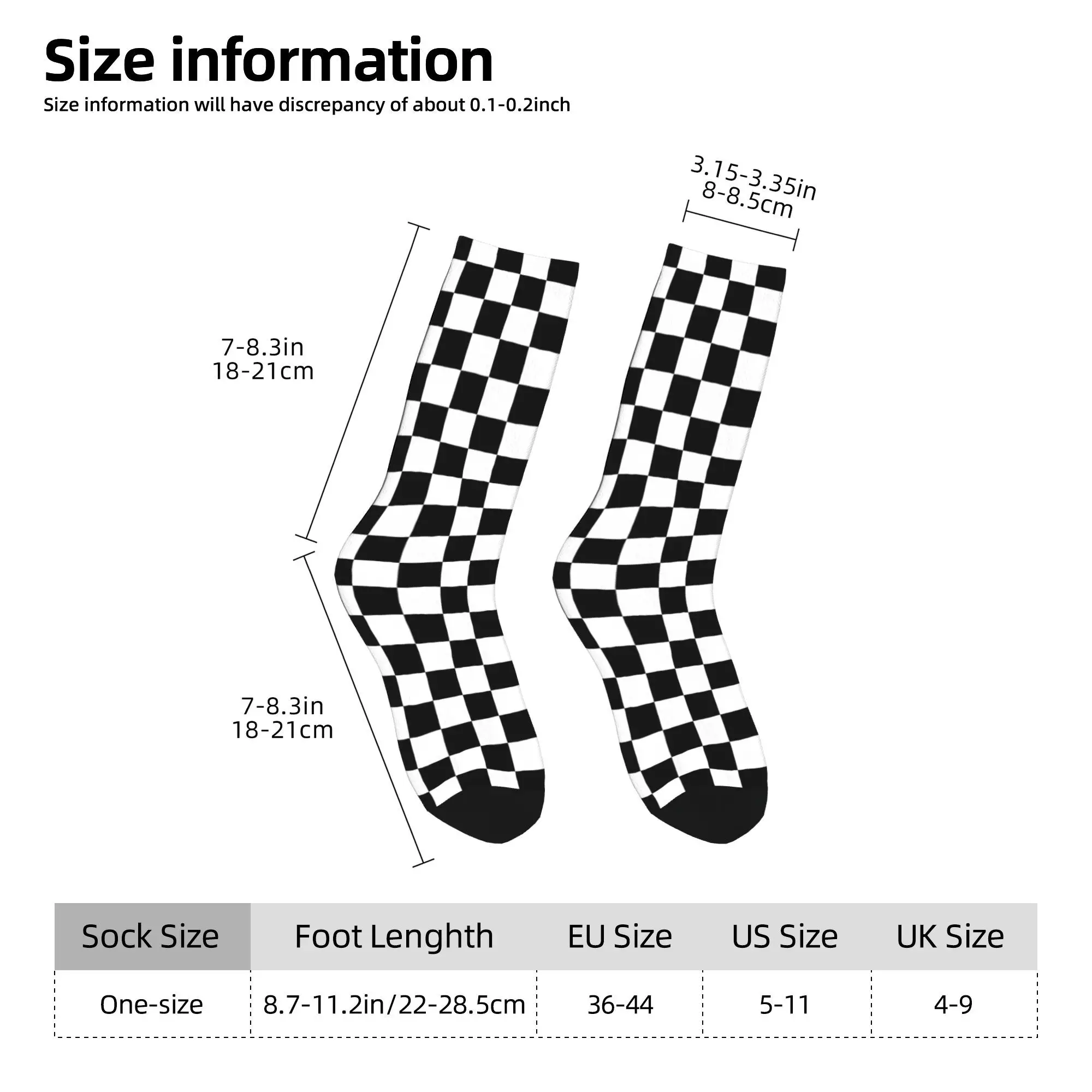 Custom Black And White Checkerboard Pattern Dress Socks Mens Womens Warm Fashion Novelty Geometric Tartan Crew Socks