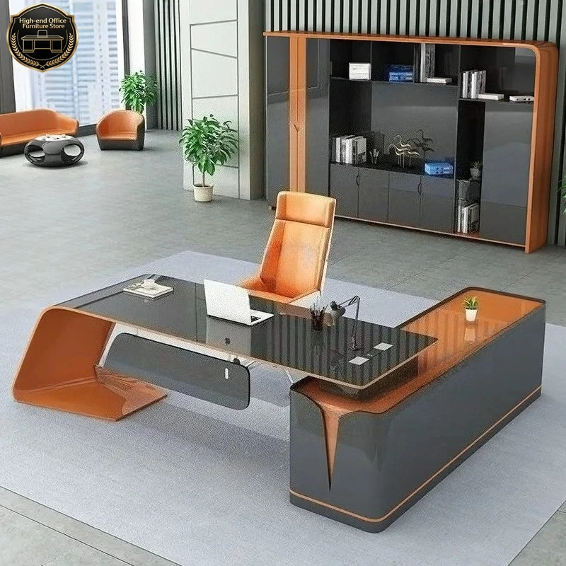 

Элитный офисный стол Executive Light Luxury в наличии: дизайнерский компьютерный стол-органайзер L-образной формы, качественная мебель для кабинета