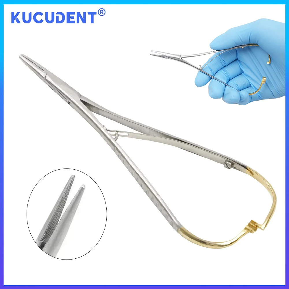 

KUCUDENT Dental Needle Holder Tweezer Orthodontic Ligature Elastics Placing Plier Forceps Stainless Steel Dentistry Instrument