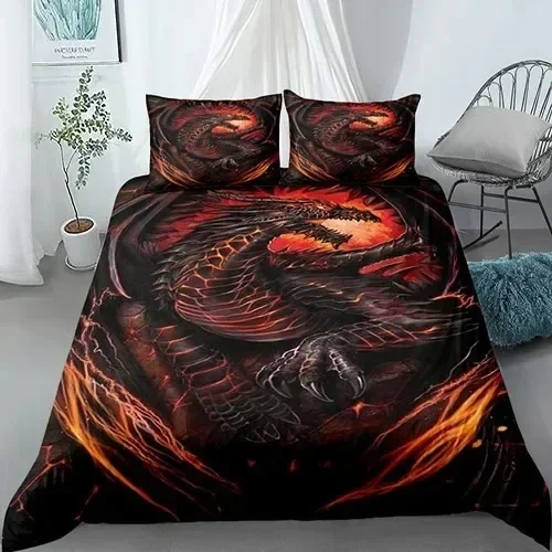 Scientisfictional Dragon Bedding Set Boys Girls Twin Queen Size Duvet Cover Pillowcase Bed Kids Adult Fashion Home Textileextile