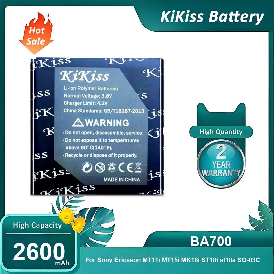 Batería KiKiss para Sony Ericsson MT11i MT15i MK16i ST18i st18a SO-03C para Xperia Neo/Pro/neo V/ray,BA700,2600mAh