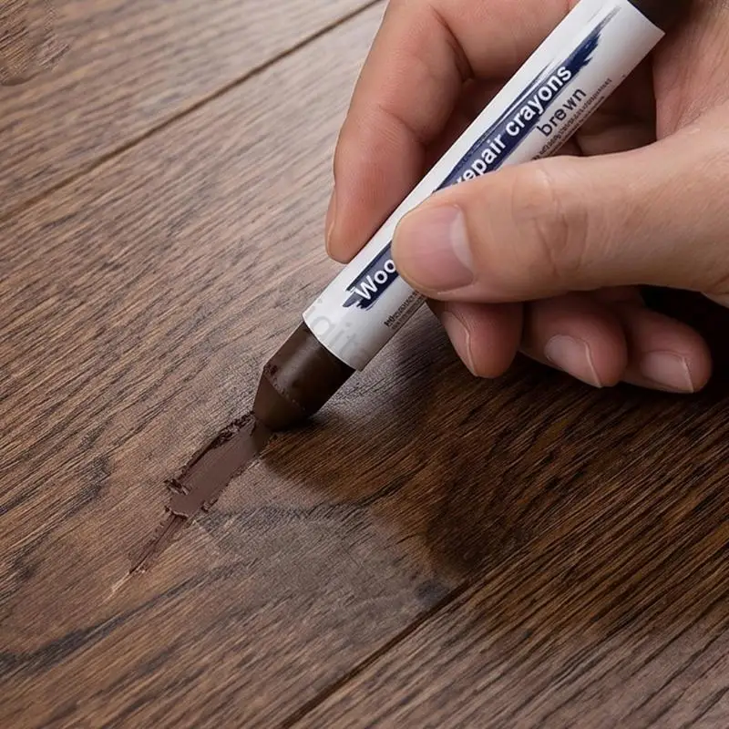96BA Ausbesserungsmarker-Wachsstift-Set in Holztönen, 24 Reparaturfarben mit praktischem Schaber – Detail 4