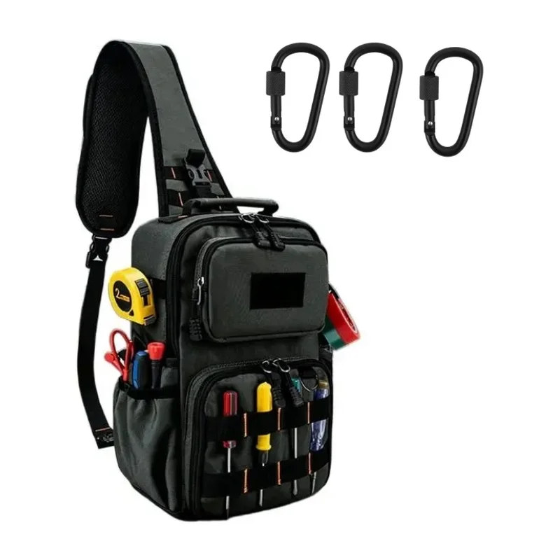 Crossbody tool chest bag，Waterproof and wear-resistant multi-compartment tool shoulder bag，Electrician's tool storage bag，Attach