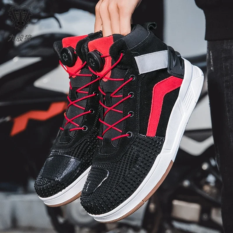 Motorcycle Riding Shoes Summer Motorcycle Boots Casual Shoes Ultrafine Fiber Leather Motorcycle Cross-country Riding Boots