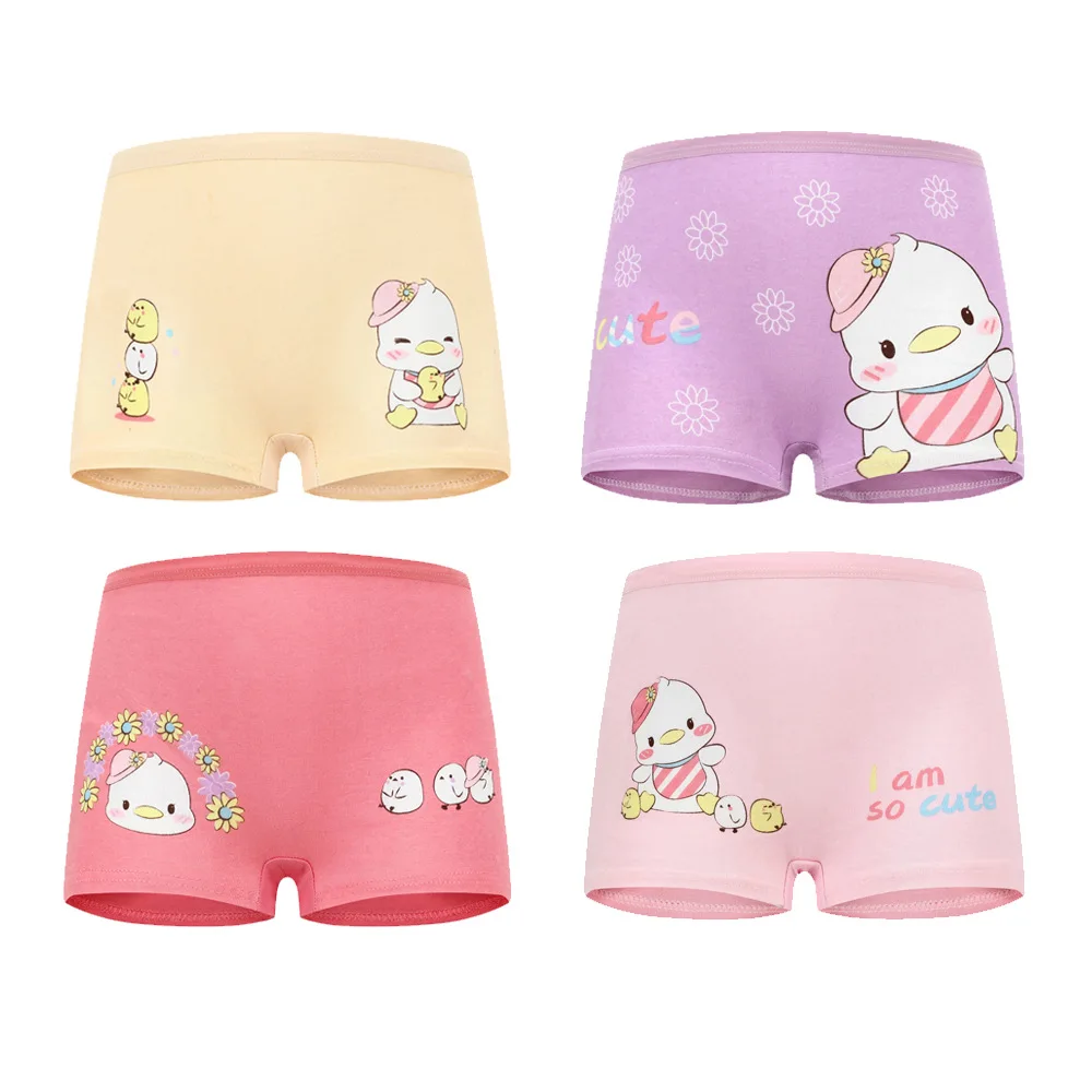 4 Pieces/lot Design Children\'s Girls Panties Cotton Soft Pretty Cartoon Unicorn Child Underwear for Girls Kids Boxer Breathable