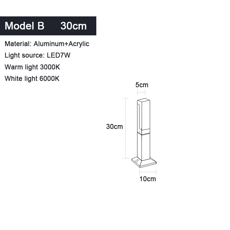 Waterdichte Ip65 Led Gazon Licht 110V 220V Aluminium Acryl Straatlantaarn 30 40 60 80 100Cm Voor Tuin Binnenplaats Villa Verlichting - afbeelding 1