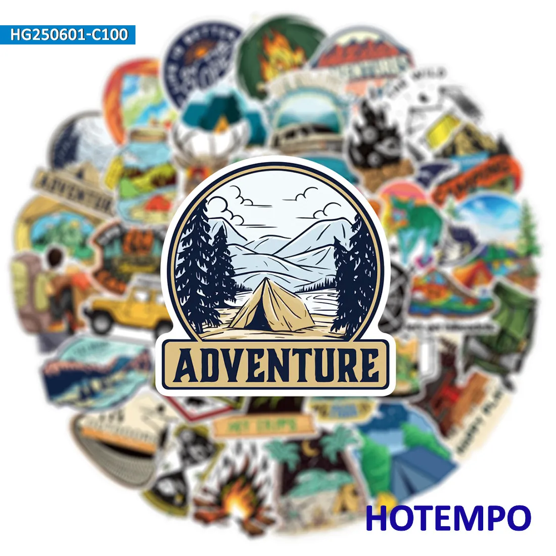 مجموعة ملصقات السفر للتخييم، رحلة تسلق للمغامرة الخارجية والمشي لمسافات طويلة، لأمتعة الهاتف المحمول، حزمة ملصقات مضحكة، 100 قطعة #3