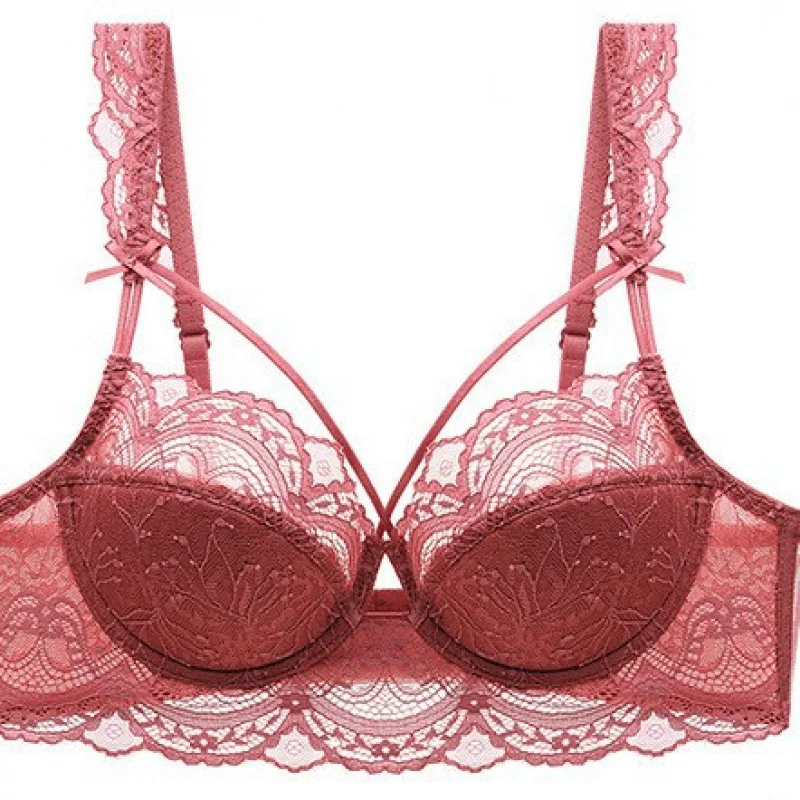 

Women's Lingerie Large Bust Minimizer Bra Set Sexy Lace Thin Bra