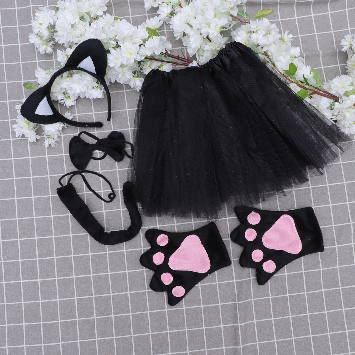 

5pcs Black Cat Headband Set For Party Costume Cosplay Dancing Decor Supplies Festival Masquerade Performance Accessory Gift