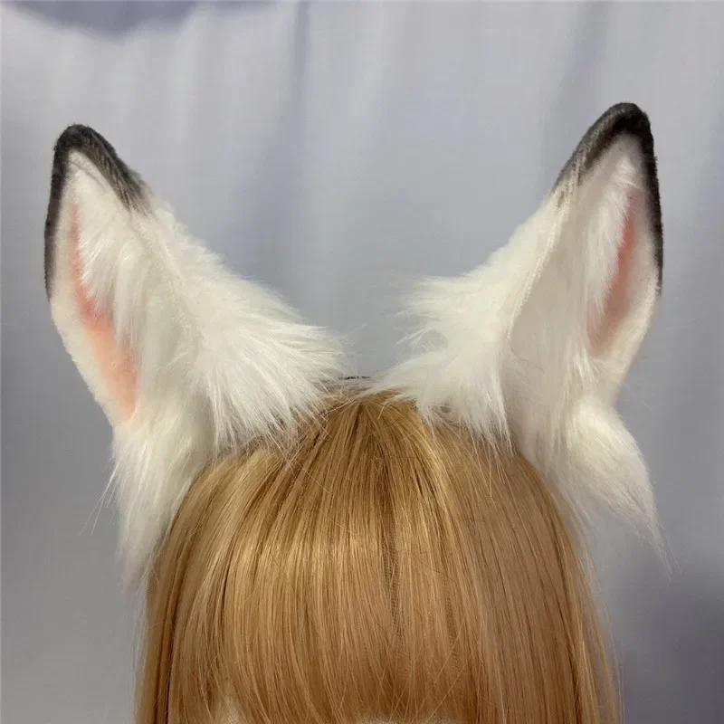 Handmade Anime Christmas Halloween Beast Animals White Black Bunny Rabbit Ears Fold Style Hairhoop For Lolita Game Party Cosplay