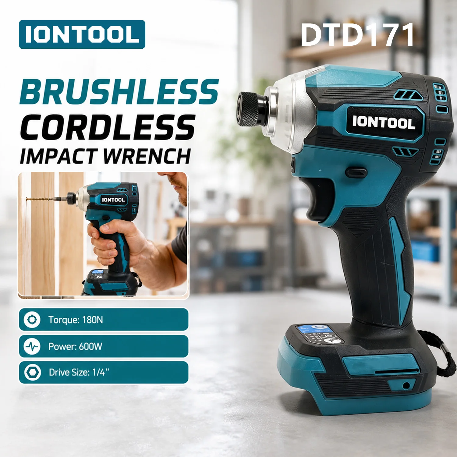 IONTOOL Handheld DTD171 Cordless Impact Driver 1/4