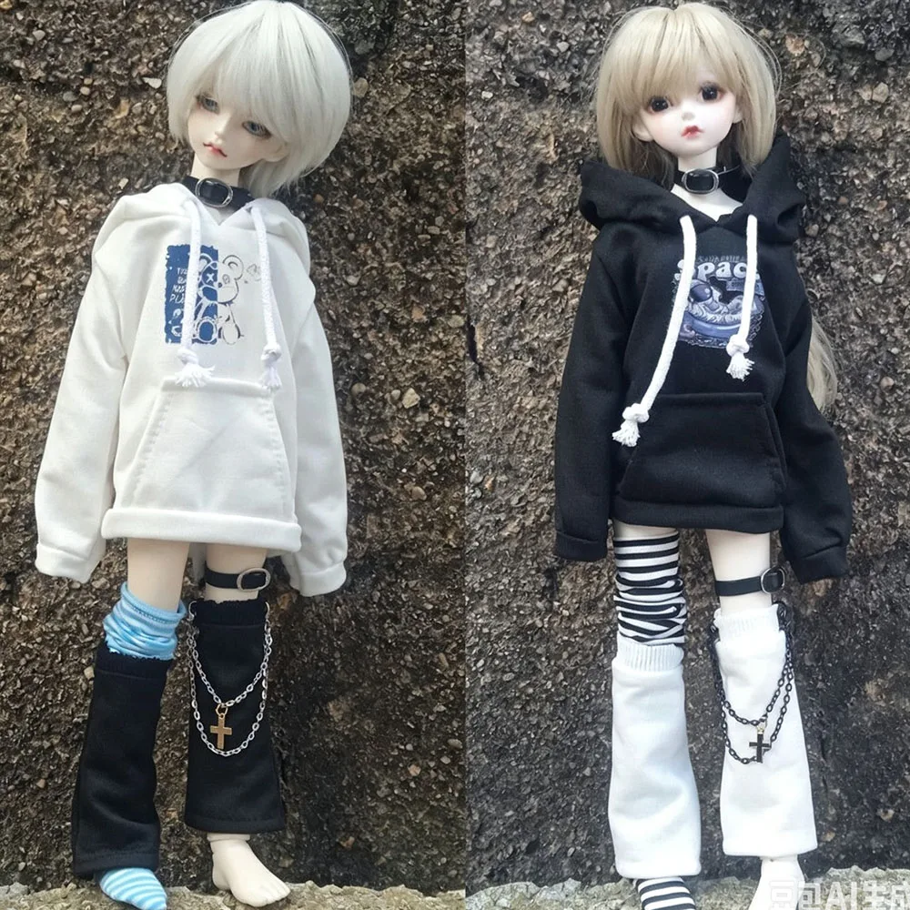 1/3 1/4 1/6Bjd Doll Clothes Y2K Punk Street Hooded Sweatshirt Leg Cover One Sock Two Leather One Chain Only Selling Doll Clothes