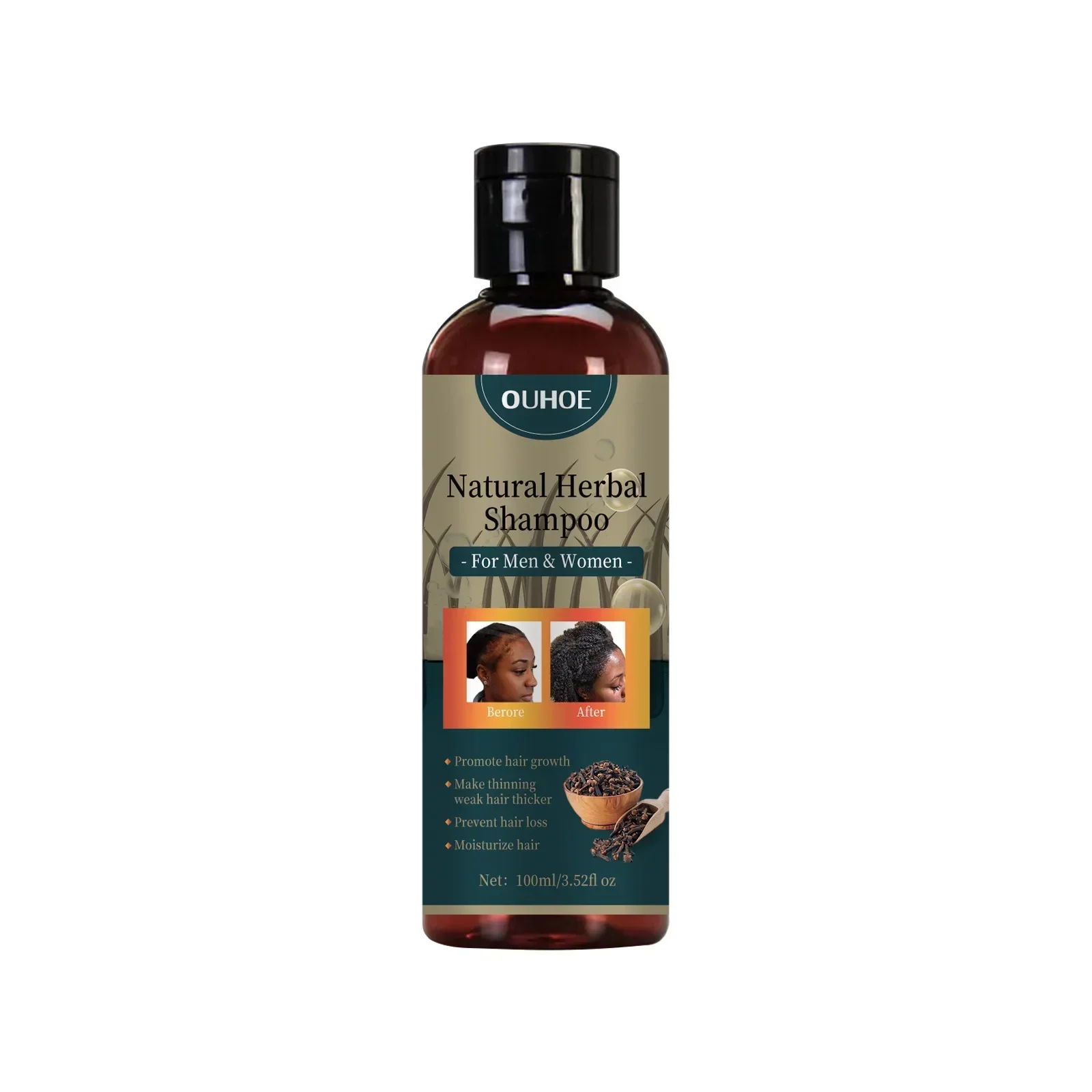 OUHOE Hair Growth Shampoo Anti Dandruff Removal Thinning Oil Control Nourishing Smoothing Strengthen Hair Care Shampoo 100ml